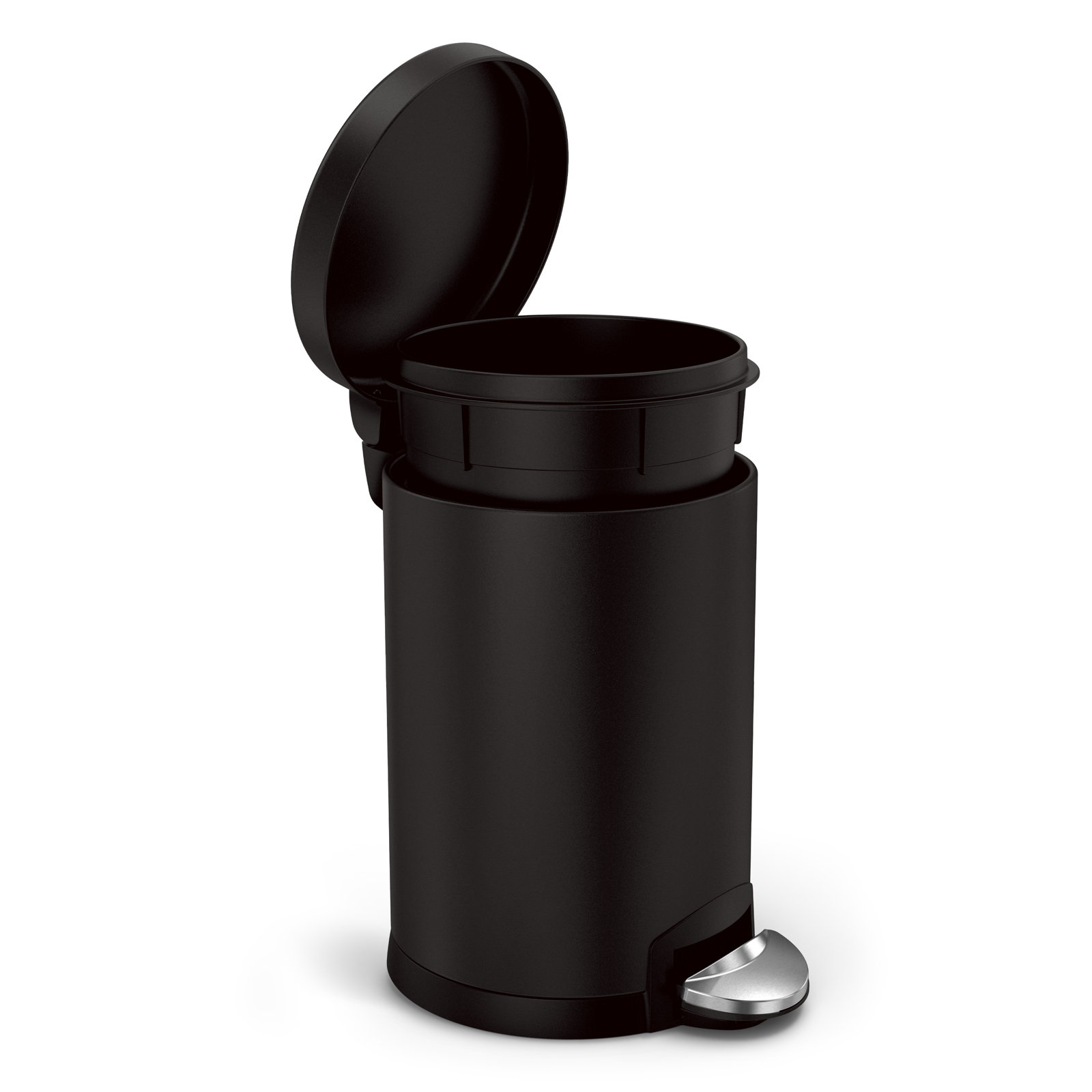simplehuman 1.2gal Round Step-On Trash Can, Black