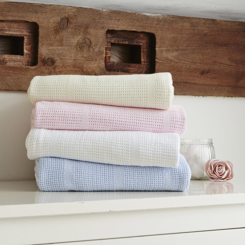 Soft Cotton Cellular Cot Blanket, White