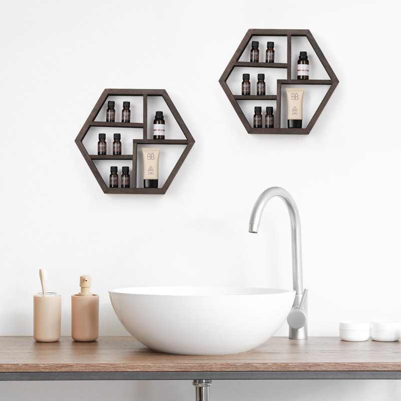 Budhram 2 Piece Hexagon Floating Shelf