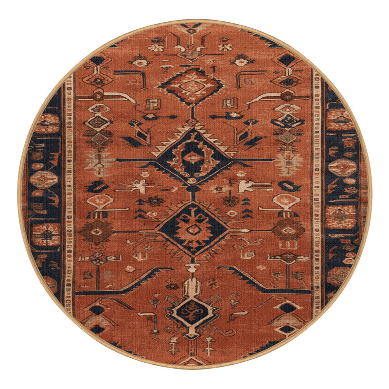 Tapis brun lavable à la machine, Rond 6 pi