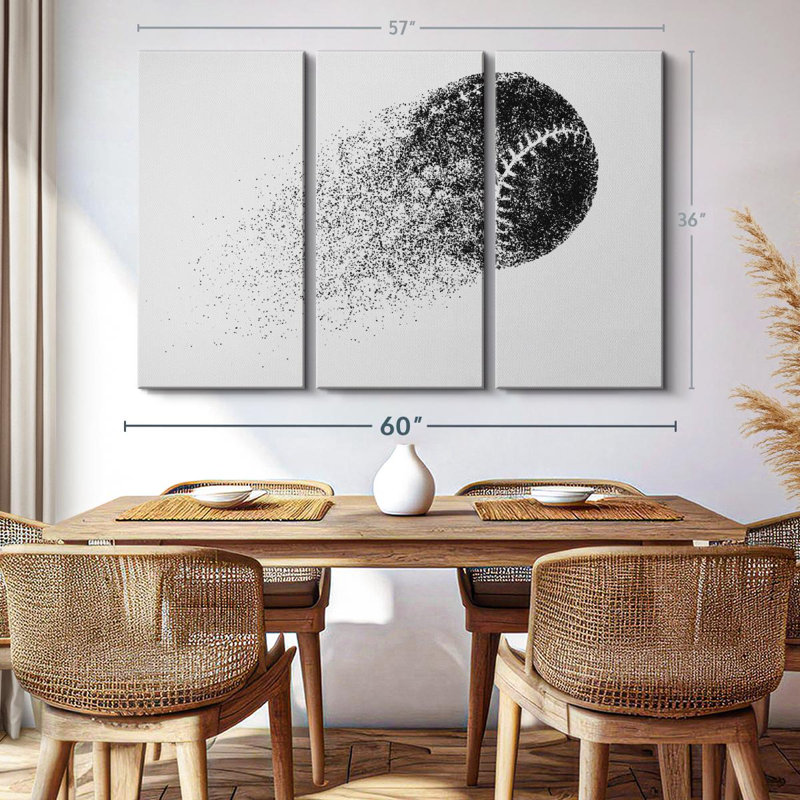 «Abstract Baseball» sur toile, H 36 po x l 57 po x P 1,25 po