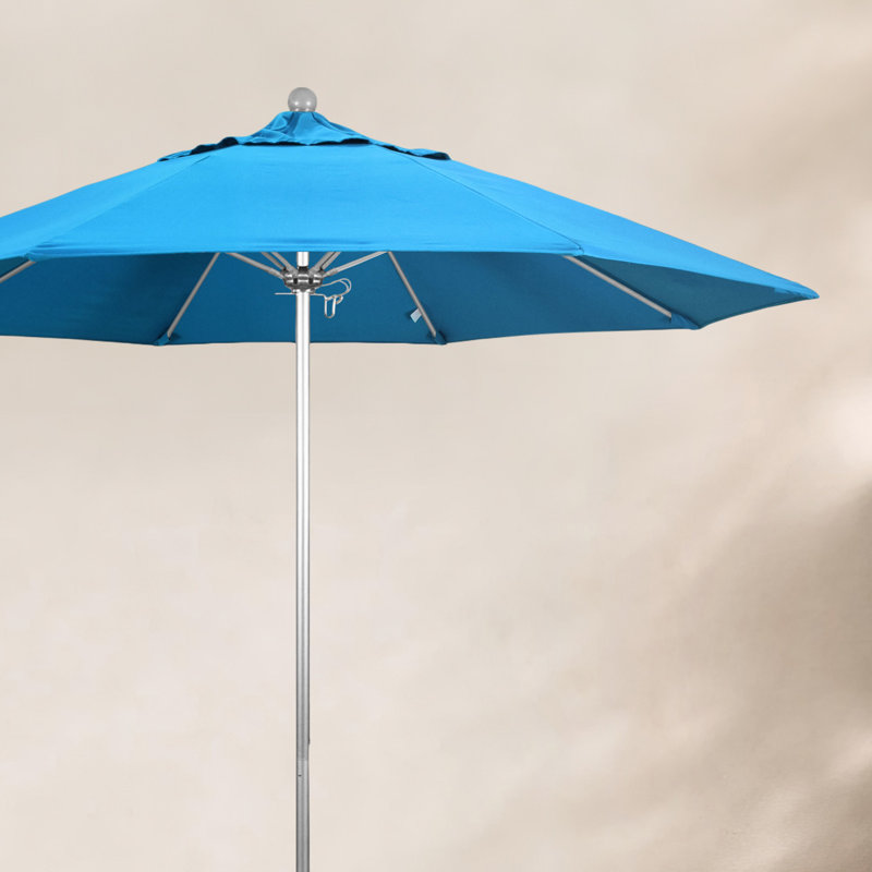 Parasol de marché 9 pi Maria, Argent argent, Toile toile Sunbrella® cyan