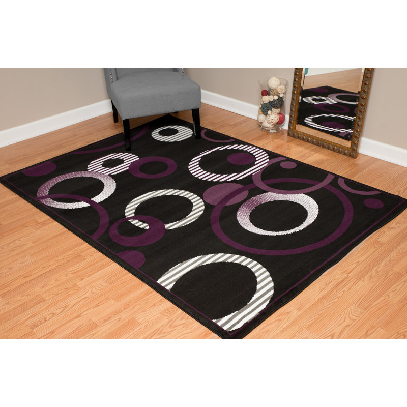 Tapis géométrique prune Gober, Rectangle 7 pi 10 po x 10 pi 6 po