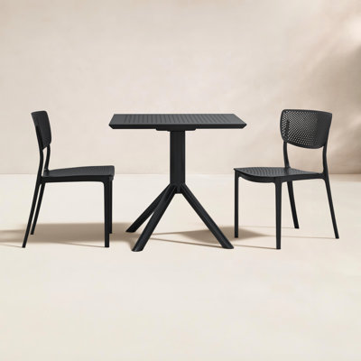 Farrah Square Stackable Plastic 3-Piece Patio Dining Set