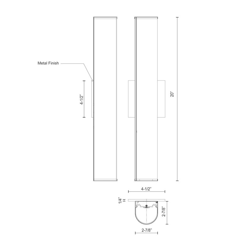 Longitude Sleek Black LED Bath Bar, Dimmable 20"