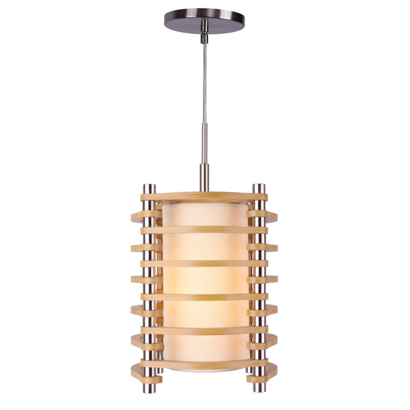 Luminaire suspendu géométrique 1 lumières simple Steps, Frêne, Nickel satiné