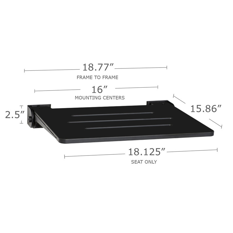 Matte Black Slimline Folding Wall Mount Shower Bench Seat