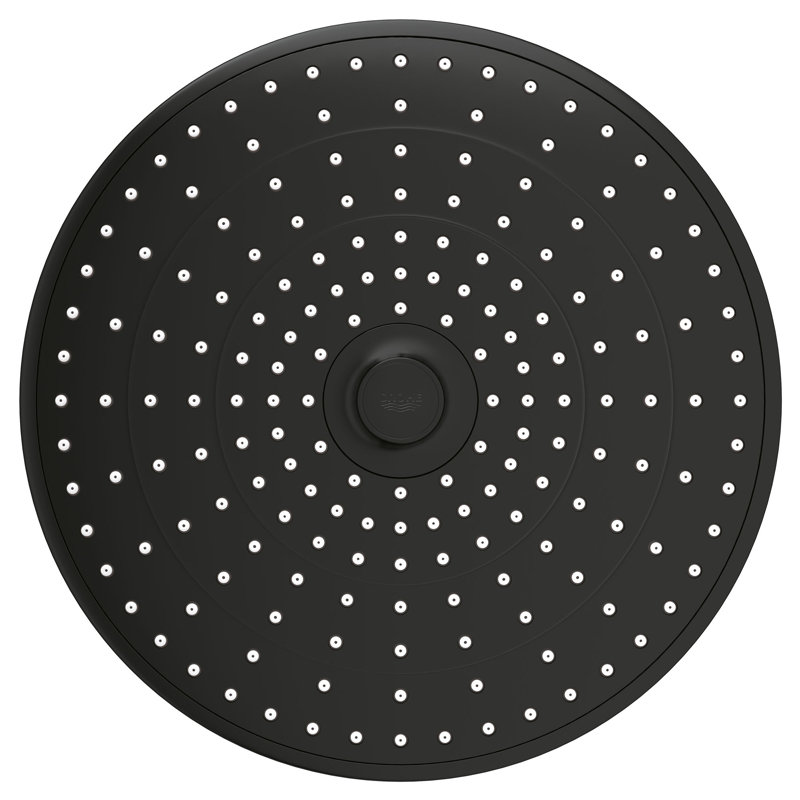 Euphoria Fixed 3-Setting Rain Shower Head Jet SmartRain Settings, Matte Black, 2.8 gpm