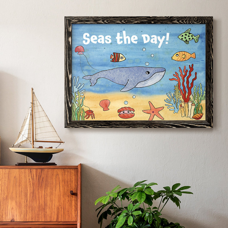 " Cute Sea Creatures II ", Black, 18" H x 26" W