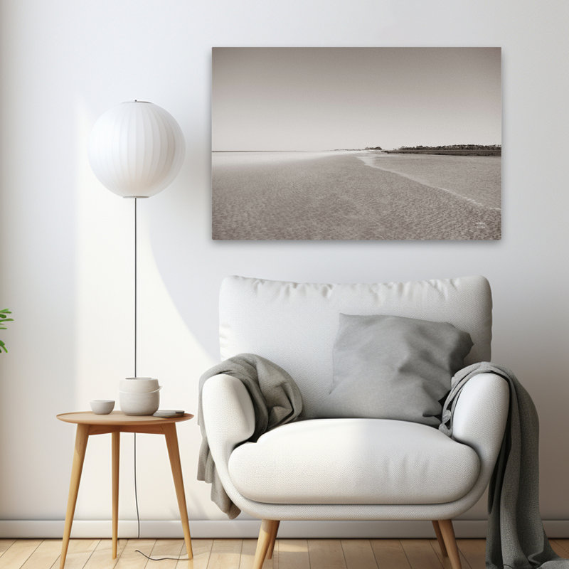Georgia Island Coastal - noir, noir et blanc, gris, plage, noir, H 36 po x l 24 po