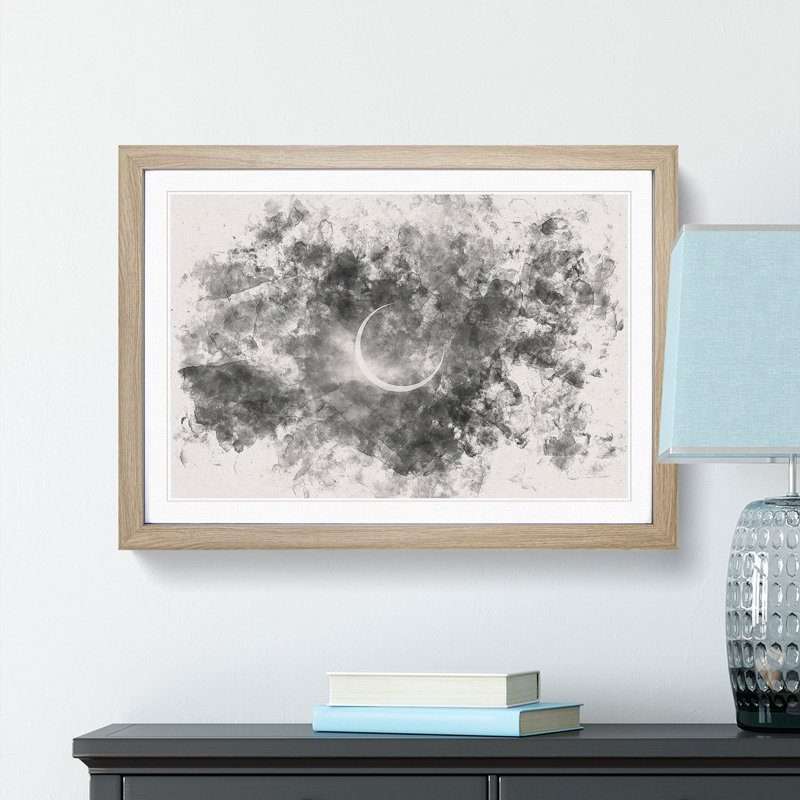 Eclipse Of The Moon - Picture Frame Painting, 36cm H x 48cm W x 2cm D, Oak Framed