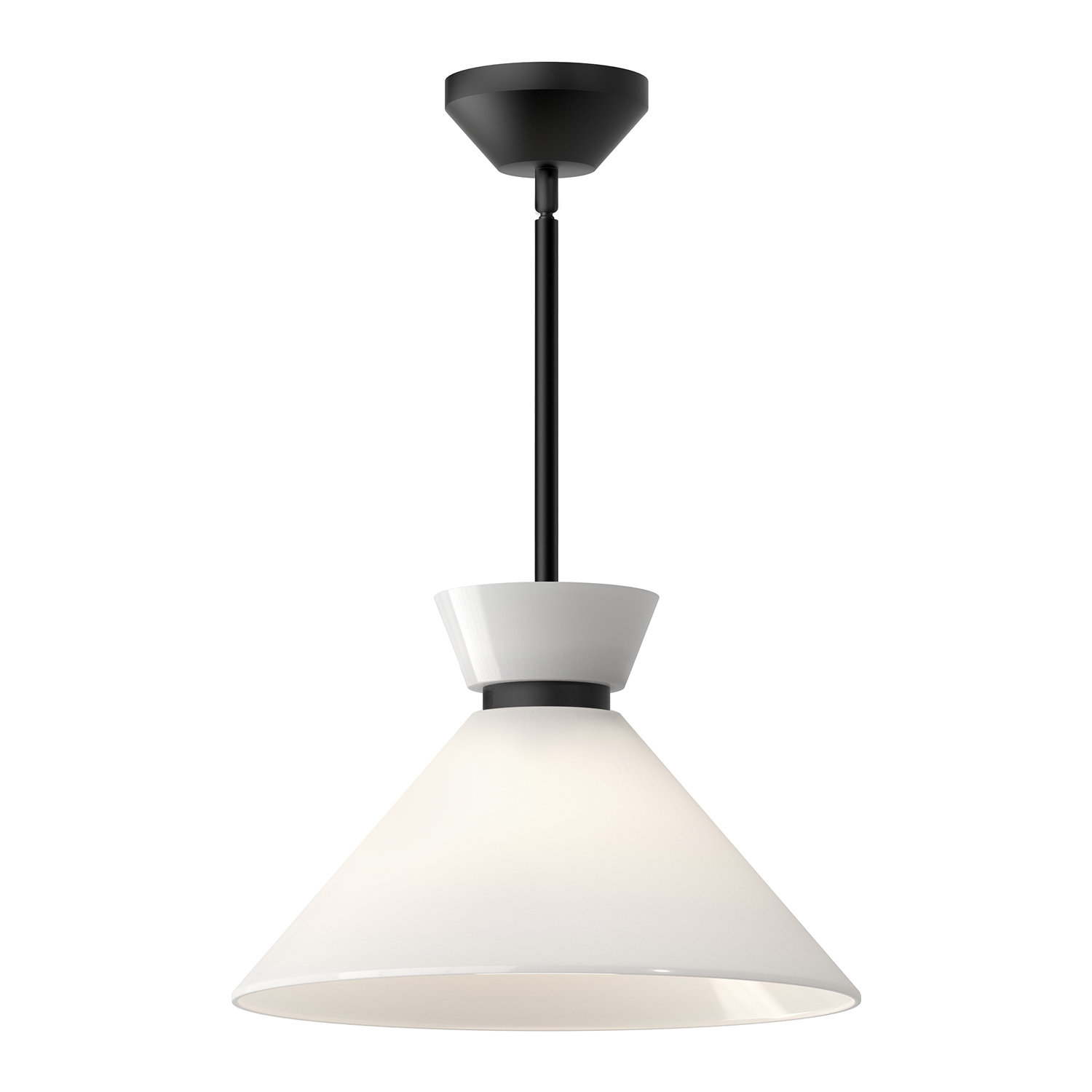 Rafaella Single Light Glass Pendant, 9" H x 14.125" W x 14.125" D, Matte Black
