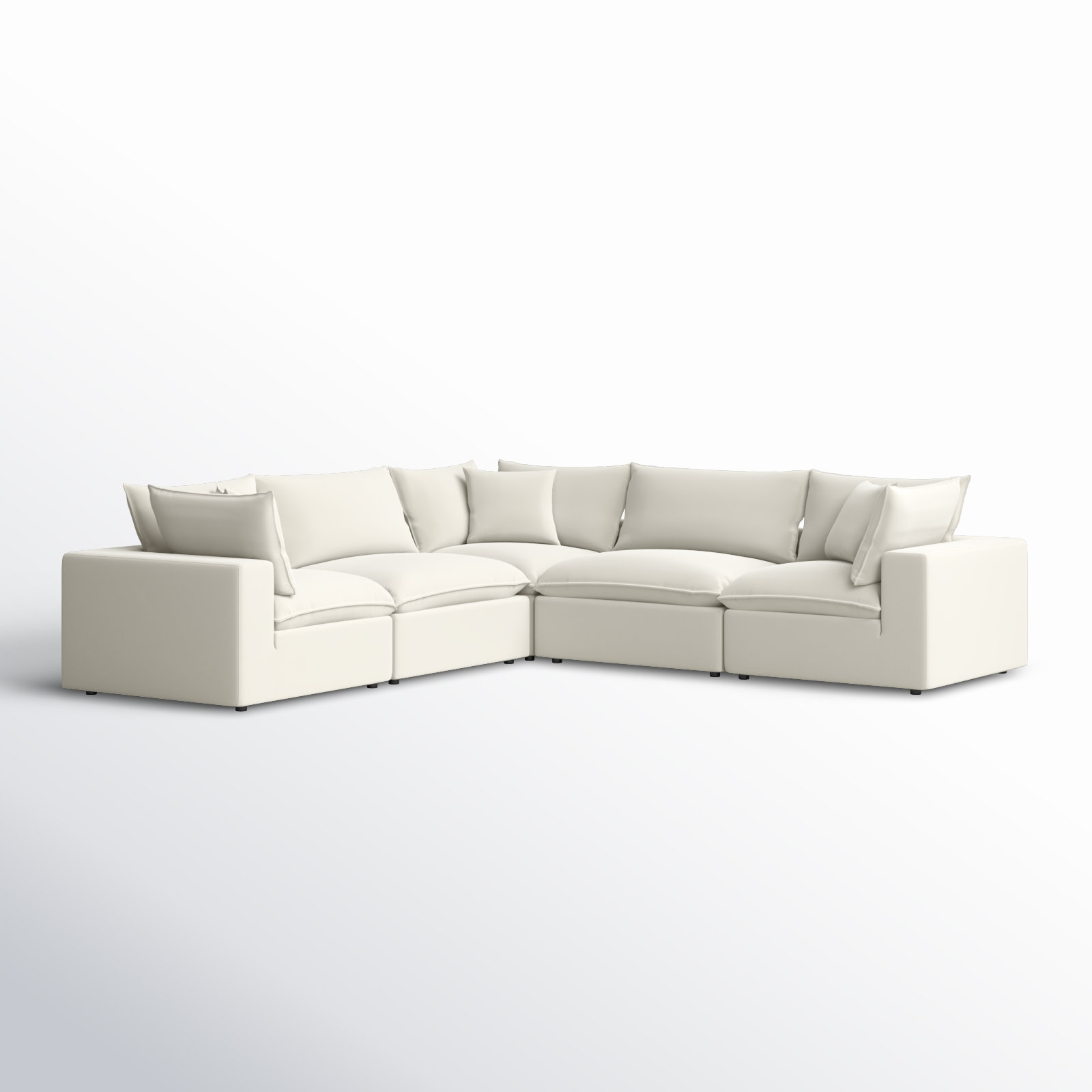 Ellaria 5 - Piece Modular Upholstered Corner Sectional, Cream Livesmart®