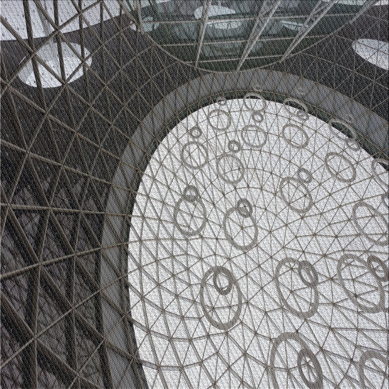 Tapis gris/vert foncé à tisser électrique, Carré 5 pi