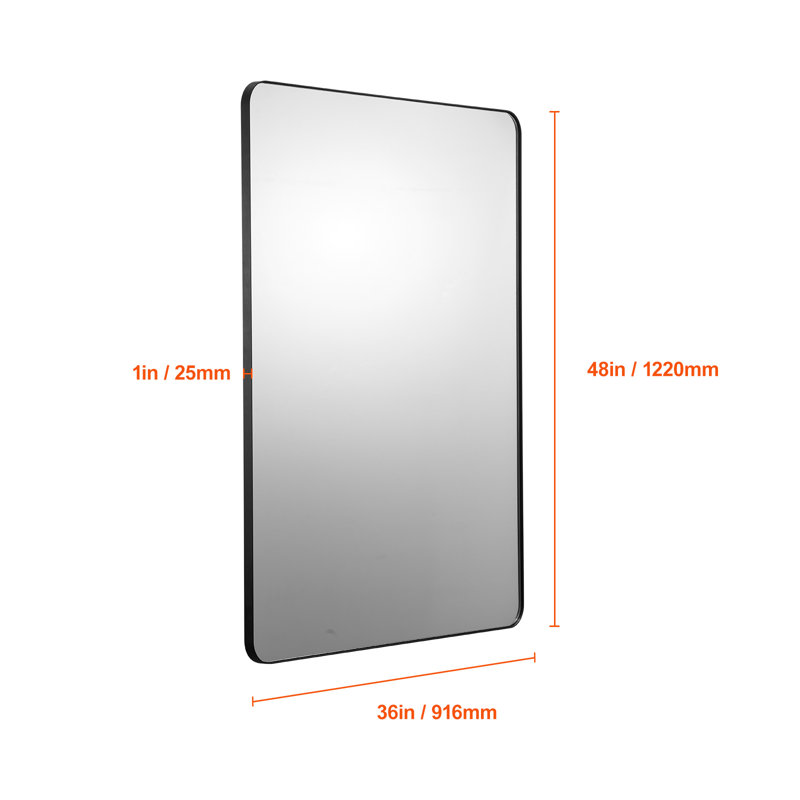 Aluminium Rectangle Mirror, Black, 91.4cm x 121.9cm