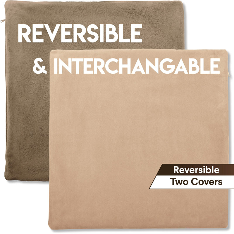 2 pièces luxueuses en duvet carré haut de gamme, 16 po x 16 po, Cowboy taupe, Housse de coussin seulement - sans insert