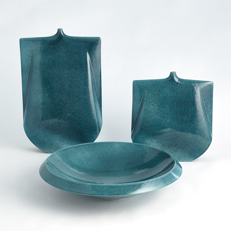 Kimono Vase, Teal, 15.5" H x 13.75" W x 4.25" D
