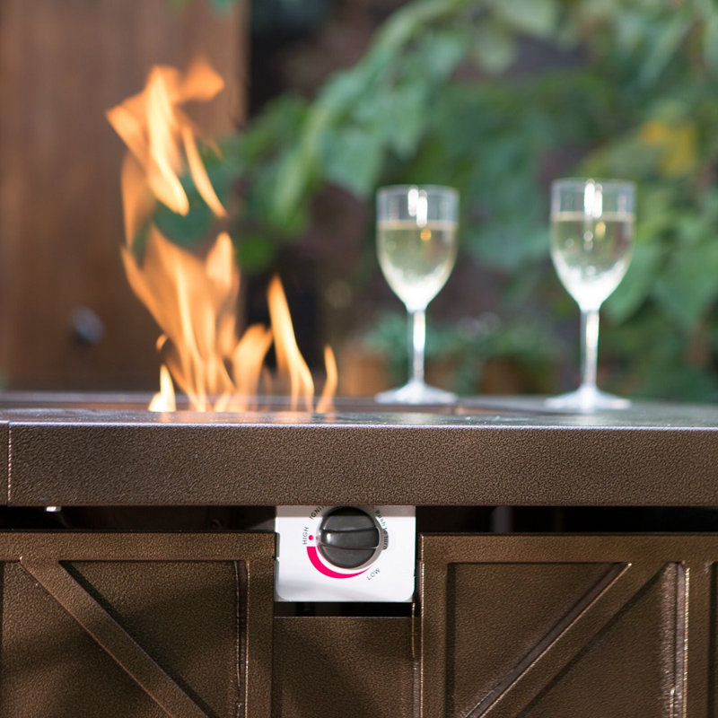 Spirit Square Steel Propane Smokeless Fire Pit Table with Hidden Fuel Tank