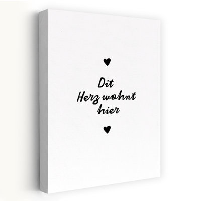 German Heart Home Quote Minimalist Romantic Architecture Wall Art Print 1 Piece Wrapped Canvas Wall Art