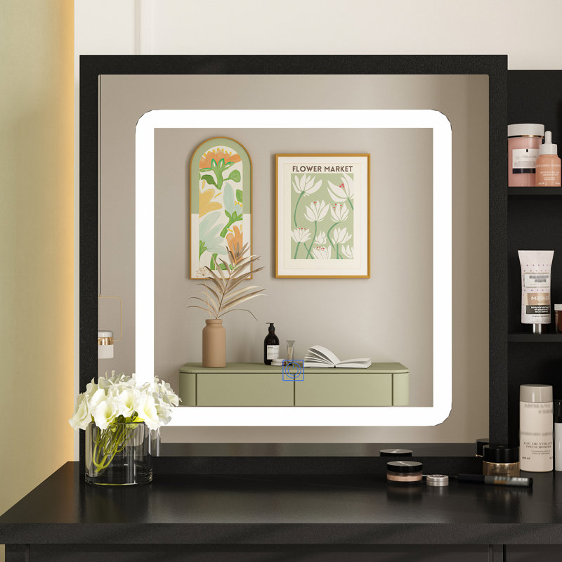 Claranell Dressing Table with Mirror, Black