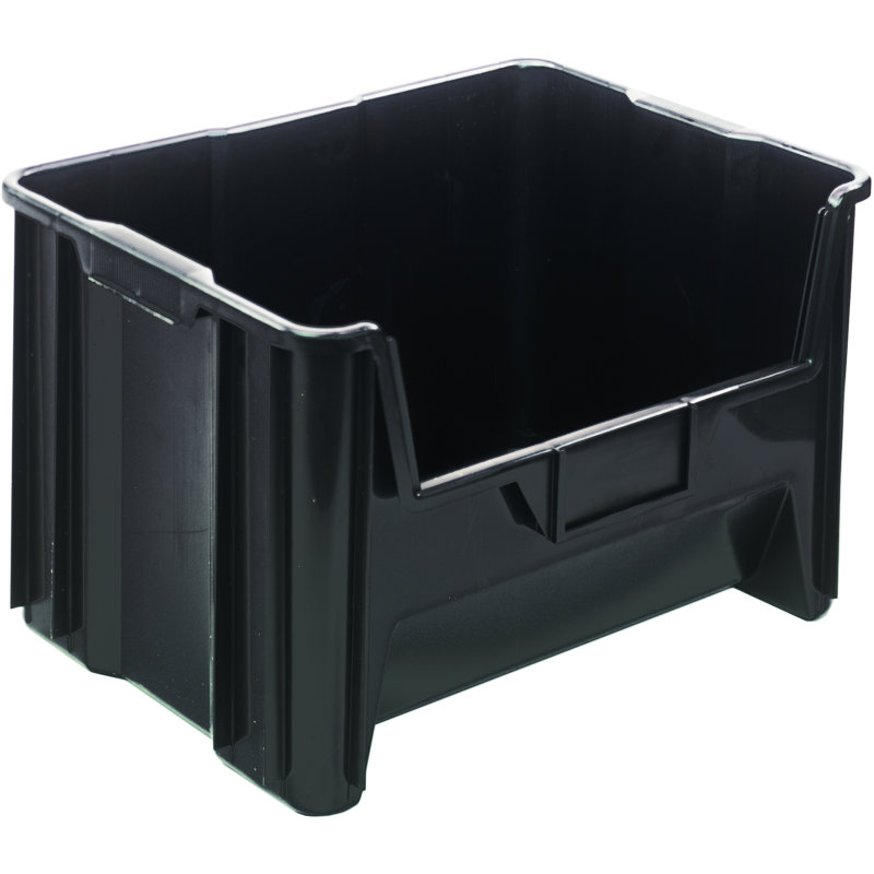 Container, stacking, 15-1/4" x 19-7/8" x 12-7/16", injection polypropylene, six 1/4" drill hole pattern on bottom allows for easy hole insertion for drainage and air circulation, case of 3