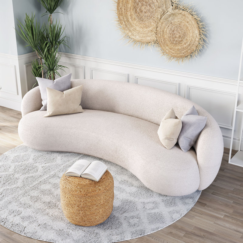 92.1'' Cream Polyester Curved Modern Sofa