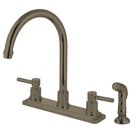 South Beach Double Handle Kitchen Faucet with Side Spray, Brushed Nickel