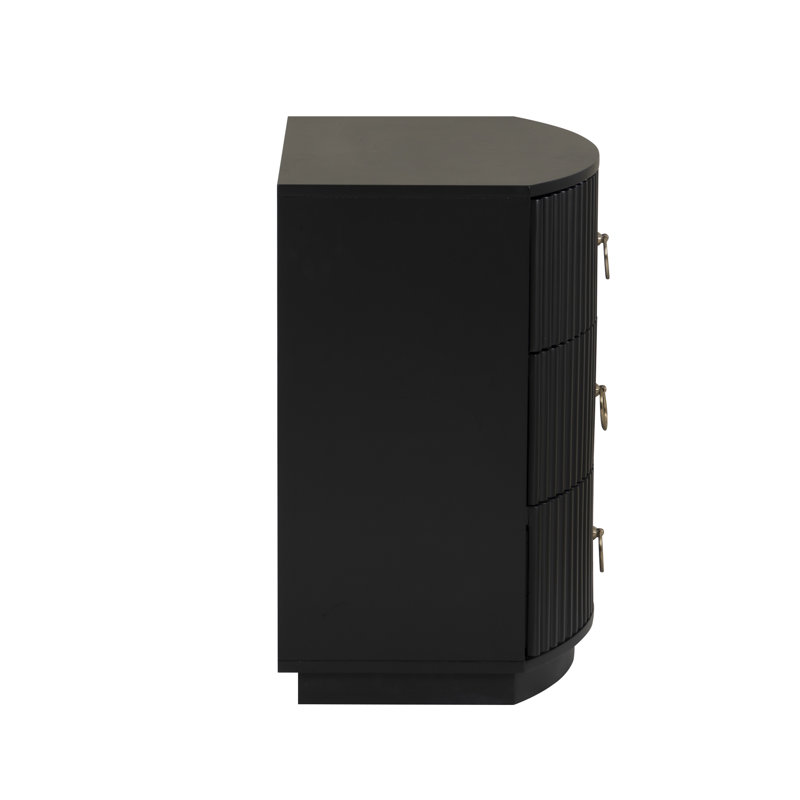 Chantel 3 Drawer Nightstand White, Black
