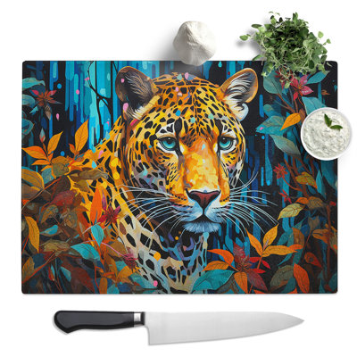 Leopard Expressionism  Glass Chopping Board