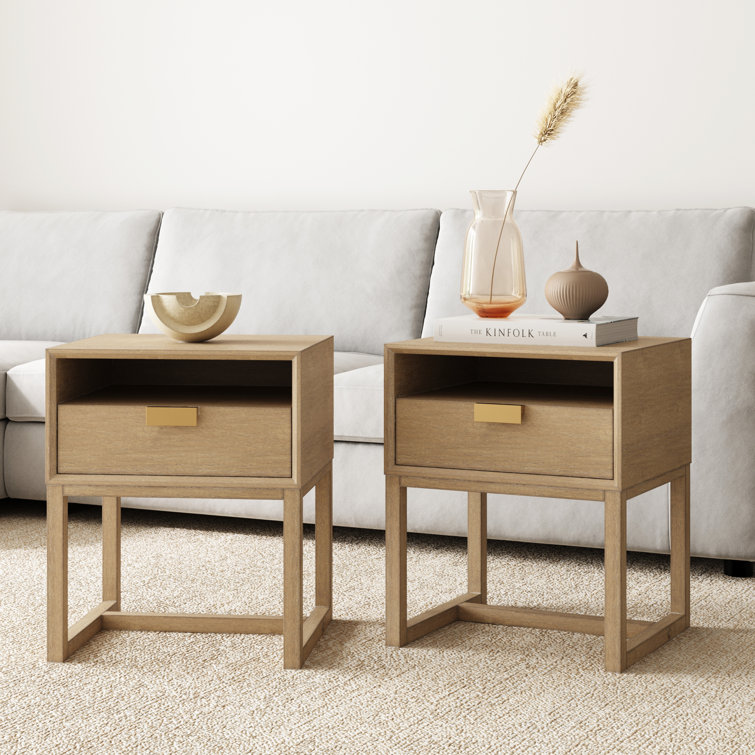 Ensemble de table de chevet en bois massif 2 pièces