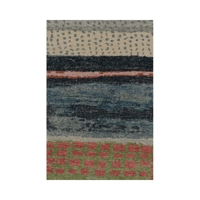 Distressed Homage Hand Knotted Wool Abstract Area Rug, Rectangle 5' x 8'