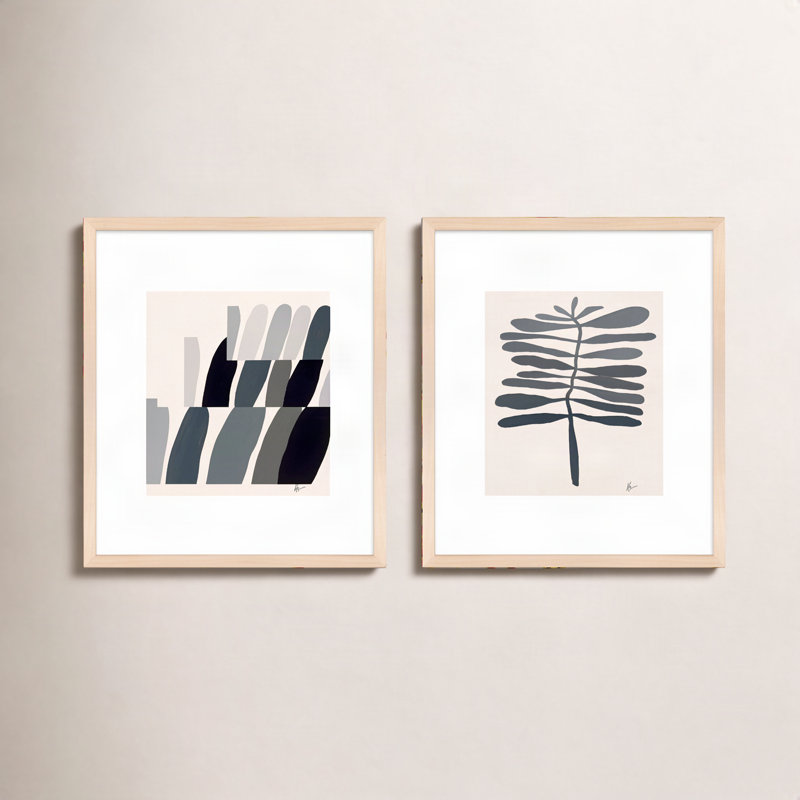 Flora 1&2 Print by Lee Lessem, 20" H x 32" W x 1.25" D, Brown Framed
