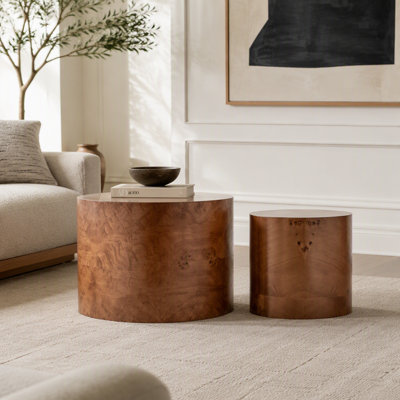 2-Piece Modern Round Nesting Coffee Table Set
