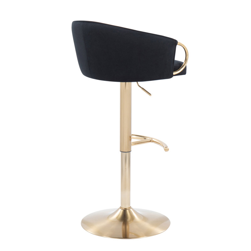 Tabouret de bar Claire / contemporain en métal et velours noir Claire par Lumisource - ensemble de 2, Siège noir / cadre doré