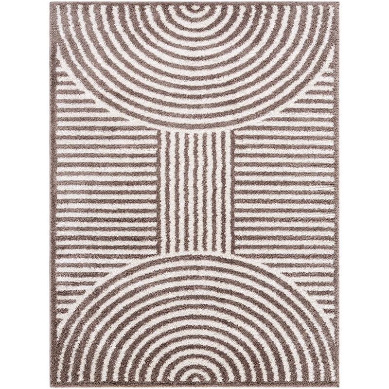 Machine Washable Shaggy Boho Dark Brown Area Rug, Rectangle 200 x 275cm