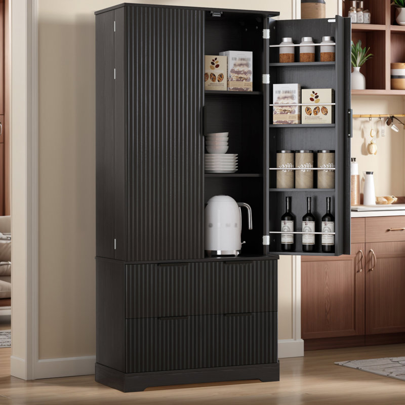 Armoire de rangement autoportante 72 po H, Noir
