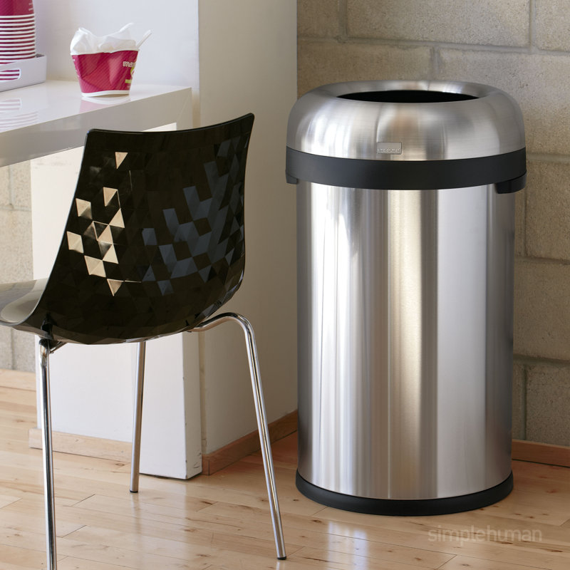 simplehuman Bullet Open Top Trash Can, Commercial Grade Heavy Gauge, Black