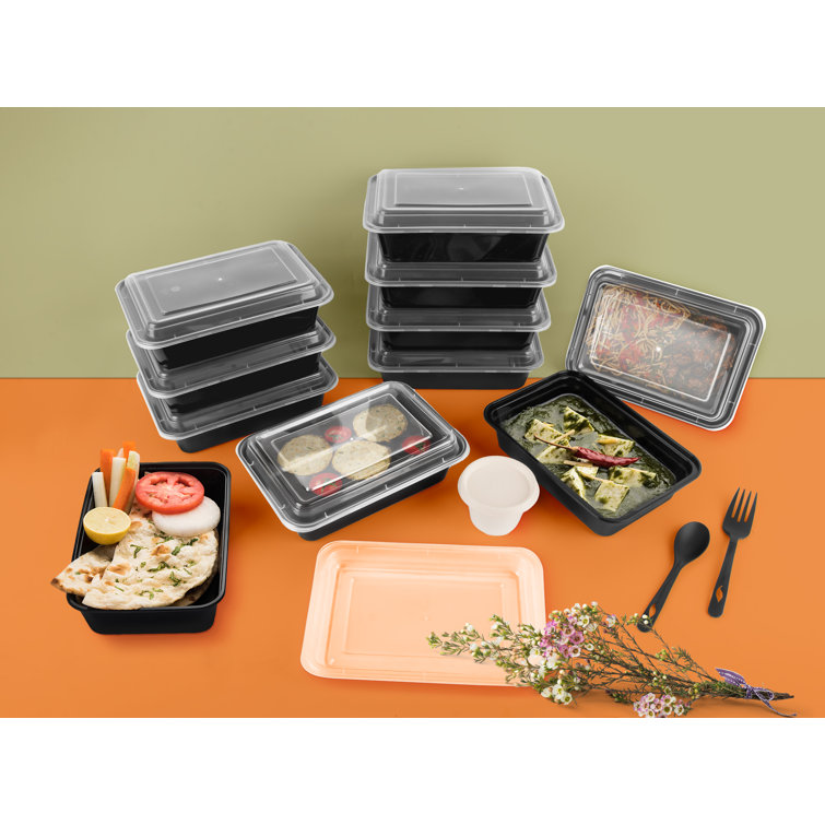 32 Oz. 2 Compartment Meal Prep Containers Durable Bpa Free Plastic