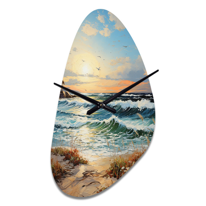 Beach Sand Euphoria III - horloge murale asymétrique en métal sable, Moyenne