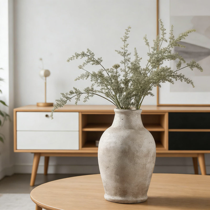 Vase en céramique rustique fabriqué à la main avec style rétro, finition mate texturée pour décor de maison de campagne, bohémien et champêtre