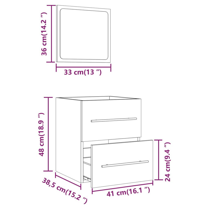 Journni 41cm Bathroom Vanity Base Only, Smoked Oak