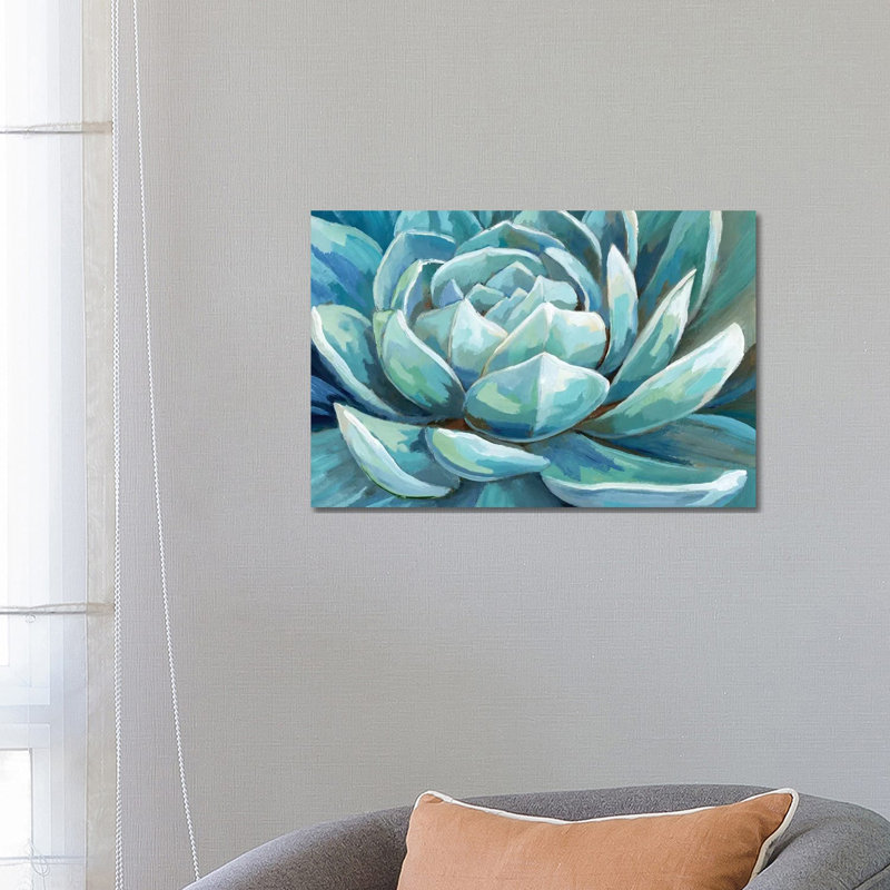 Cerulean Succulent by Nan - Wrapped Canvas Painting, 66.04 cm H x 45.72 cm W x 3.175 cm D