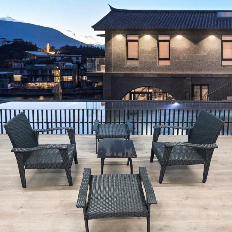 Patio Seating Group: 5 With Chair, & Gray Sponge Cushions Outdoor Seating: , Fill Cushion Covers, Gray