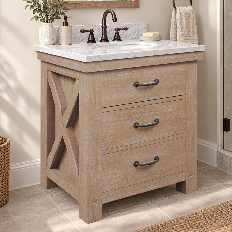 Jessen 30'' W Single Vanity, Toffee Latte, Carrara White