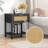Wood Nightstand Mid-Century Modern End Table with Storage Drawer Rattan Bedside Table(Set of 2)