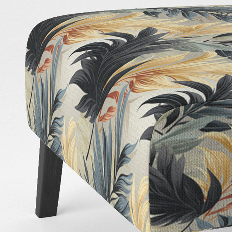 Fauteuil de chambre rembourré C, Mirage d'un motif tropical monochrome III