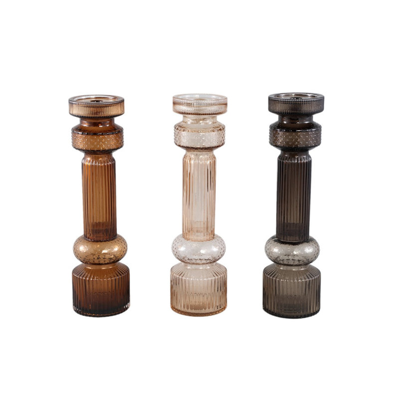 Glass Candelabra, 43cm H x 11cm W x 11cm D, Grey