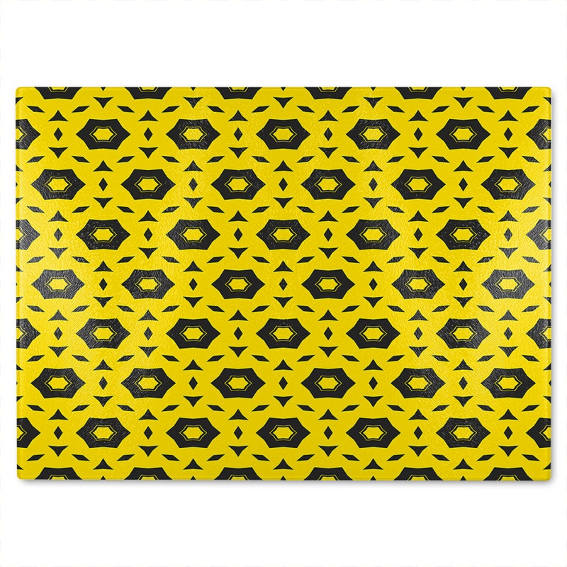 Geometric Pattern Glass Chopping Board, 40cm L x 28cm W