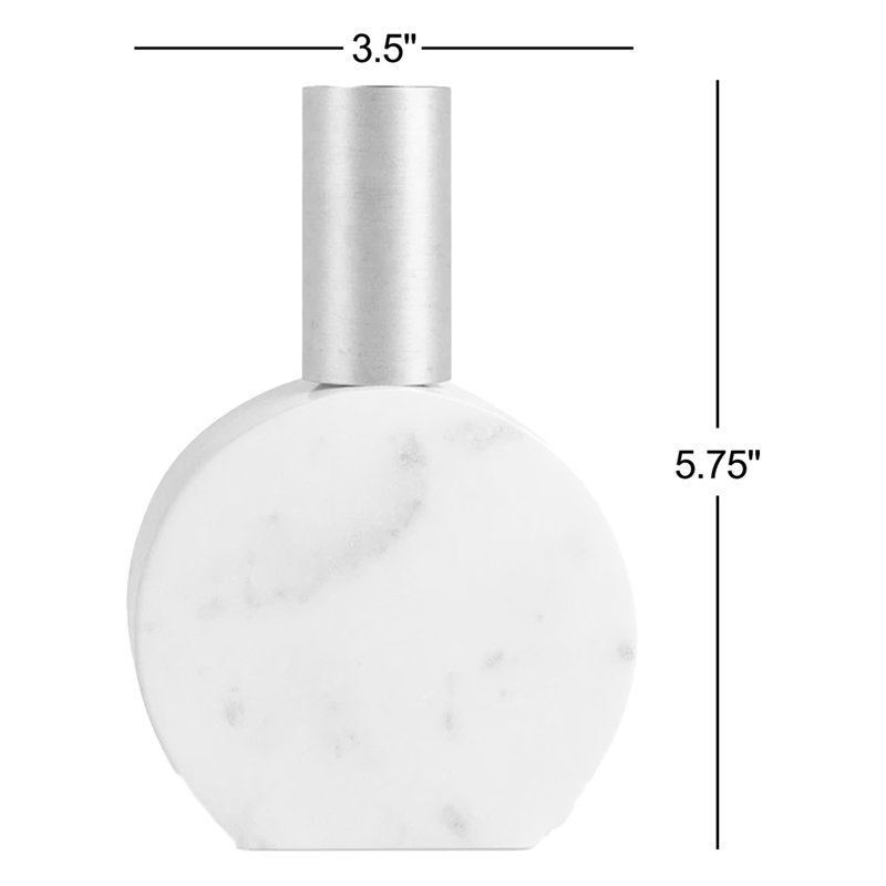 Bougeoirs en marbre Liska, ensemble de 2, Blanc / Doré