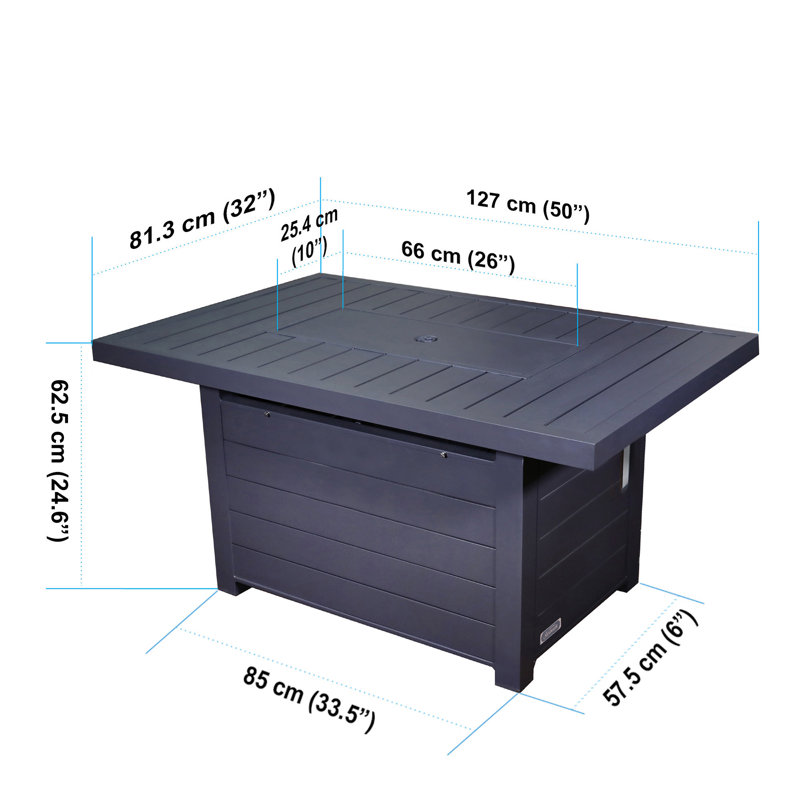 Table de foyer d'extérieur au propane / gaz naturel en aluminium Sunbeam Serenity, Gris